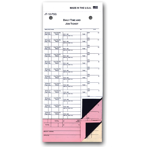 Asp Job Time Tickets Jt-12-Psg, Dsa-126 A/B, 12 Pressure Sens Labels Pk 131-500 - main